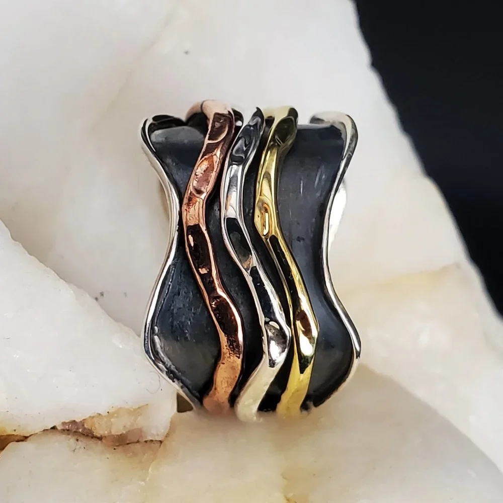 Sterling Silver Ring 925 14k Gold 14k Rose Gold Copper Black Rhodium Silversmith